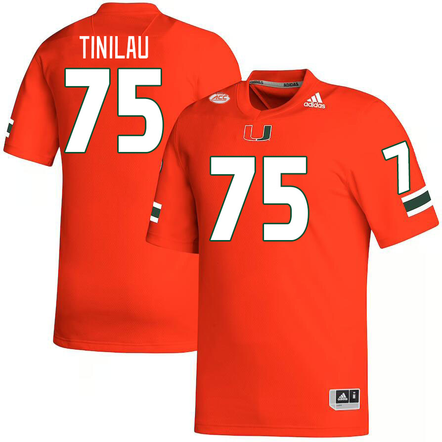 Men #75 Frankie Tinilau Miami Hurricanes College Football Jerseys Stitched Sale-Orange - Click Image to Close